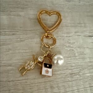 Gold Heart Key Holder with Charms